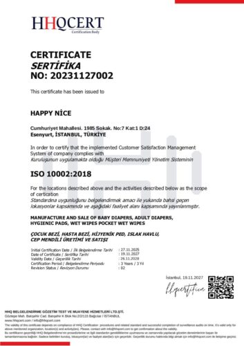 ISO 10002:2018 Müşteri Memnuniyeti Yönetim Sistemi - HHQCERT Belgelendirme