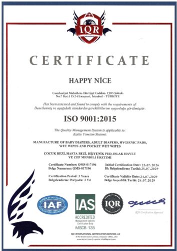 ISO 9001:2015 Kalite Yönetim Sistemi - IQR International Certification